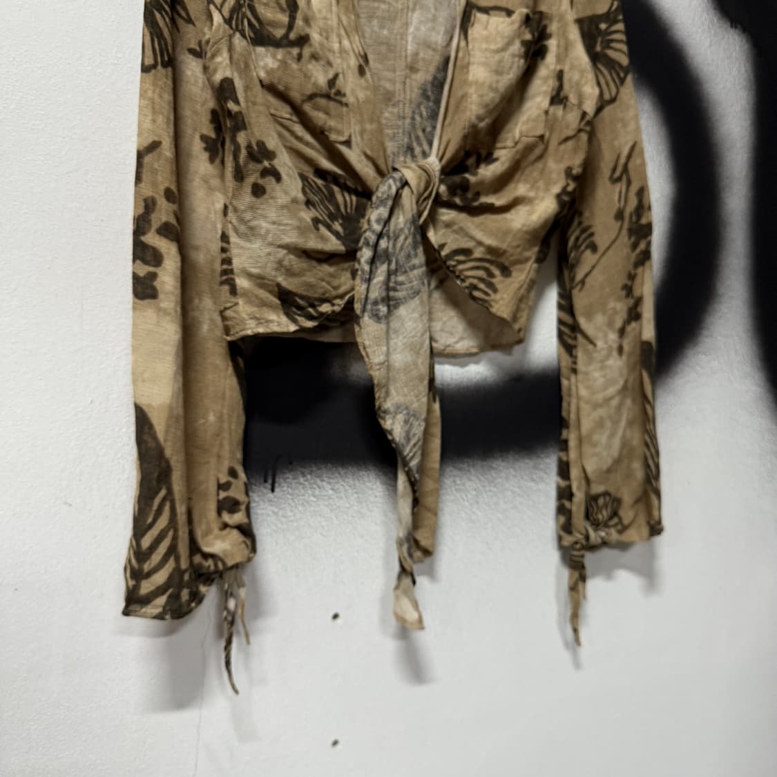 VTG 빈티지 그런지 패턴 레이어드 언발 크롭 셔츠 상품이미지4