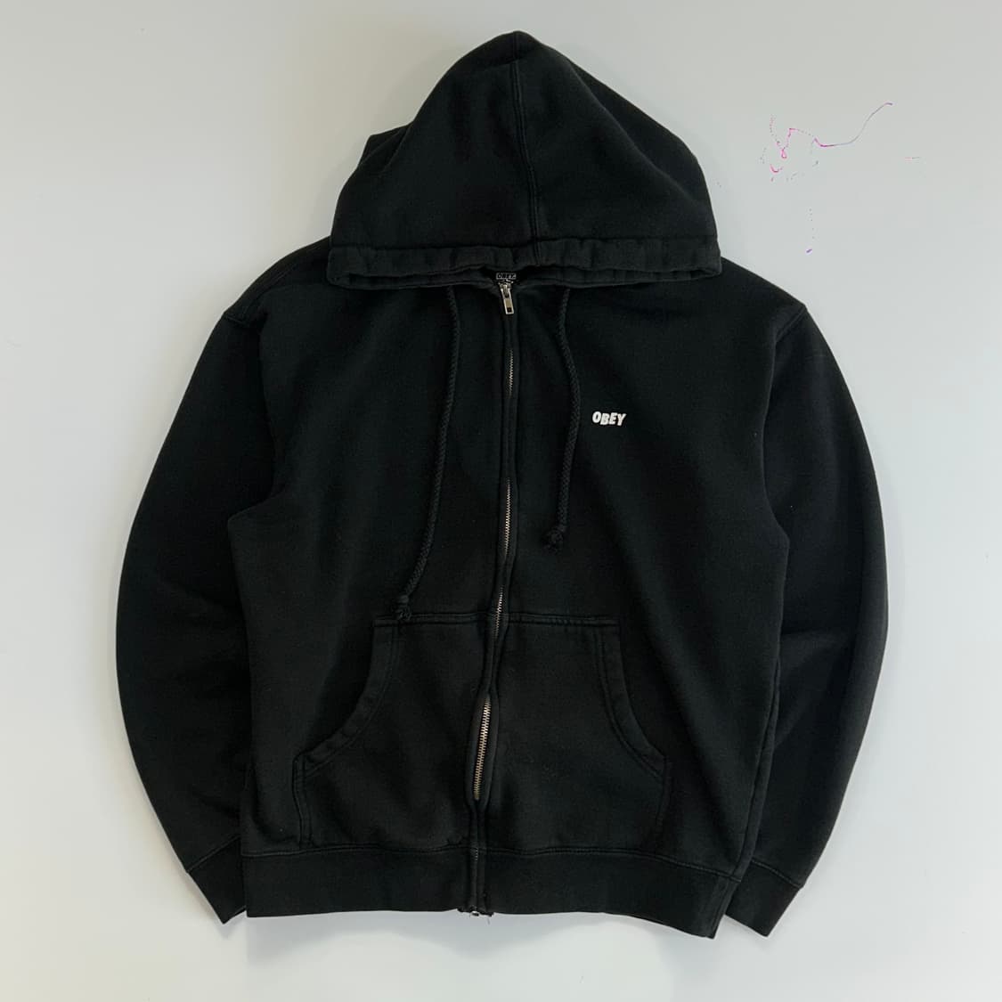 Obey 오베이 백 로고 블랙 후드집업 상품이미지3