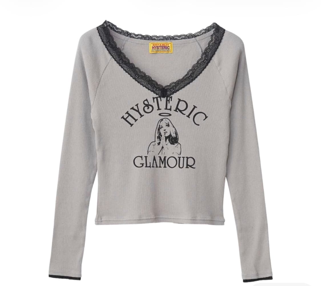 Hysteric Glamour 엔젤 숏 티셔츠 그레이 상품이미지1