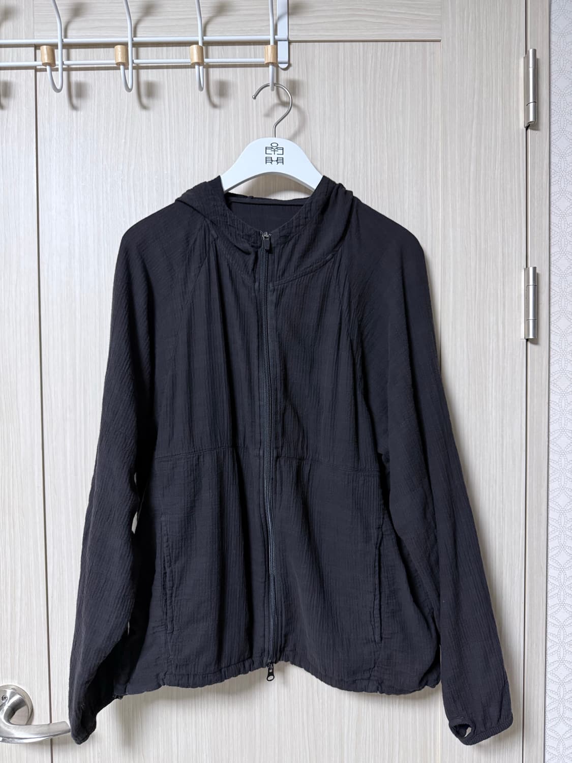 [3]폴리테루 휴먼인덱스 체크후디파카 블랙 상품이미지1