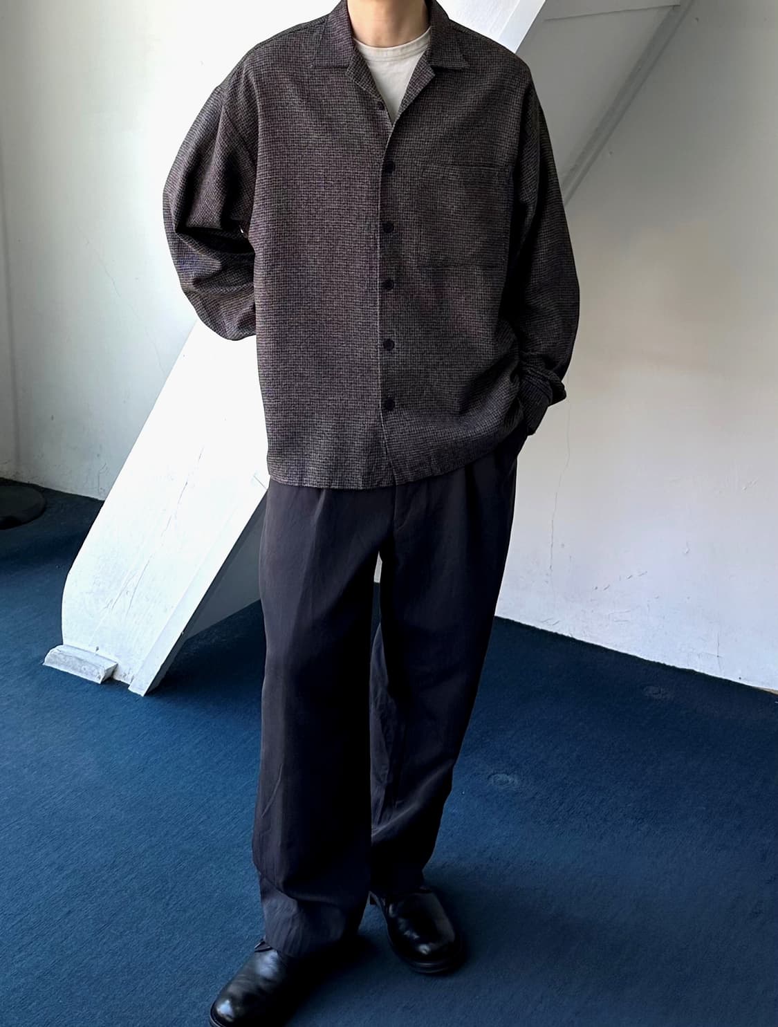 　 Open collar woven wide shirt 상품이미지7