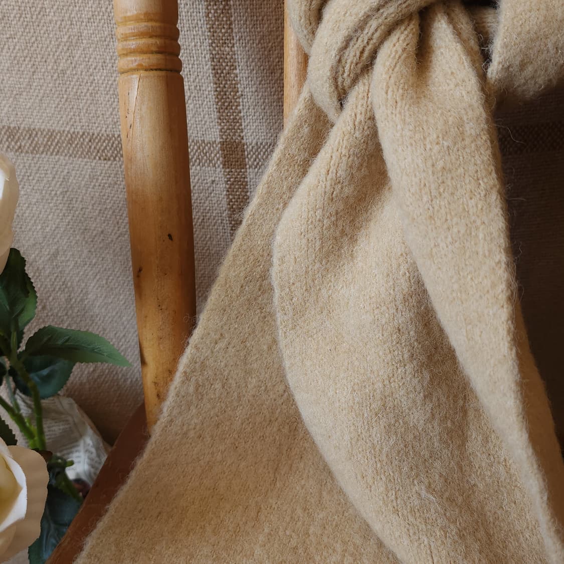 더 어텀 화이트 베이지 울 머플러 목도리 빈티지 머플러 상품이미지4