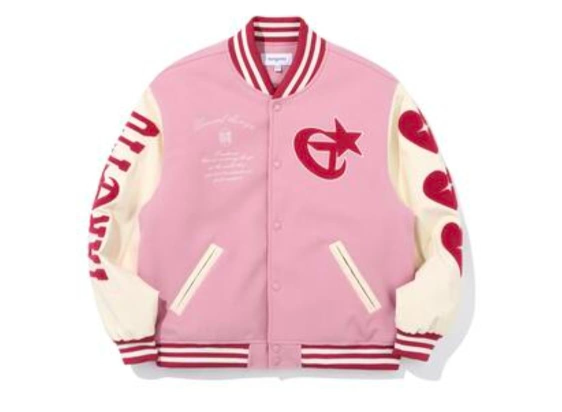 Targetto Triple Heart Pink 바시티 자켓 상품이미지2