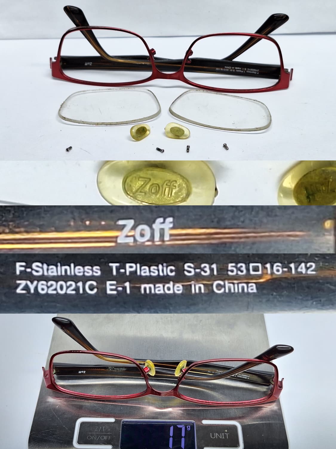 Zoff 조프 ZY62021C 스테인리스 하이브리드 메탈릭 레드 안경테  상품이미지6