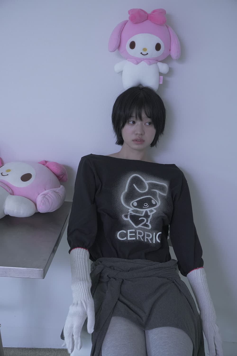 세릭 마이멜로디 My Melody Cut Out Top Black 산리오 상품이미지3