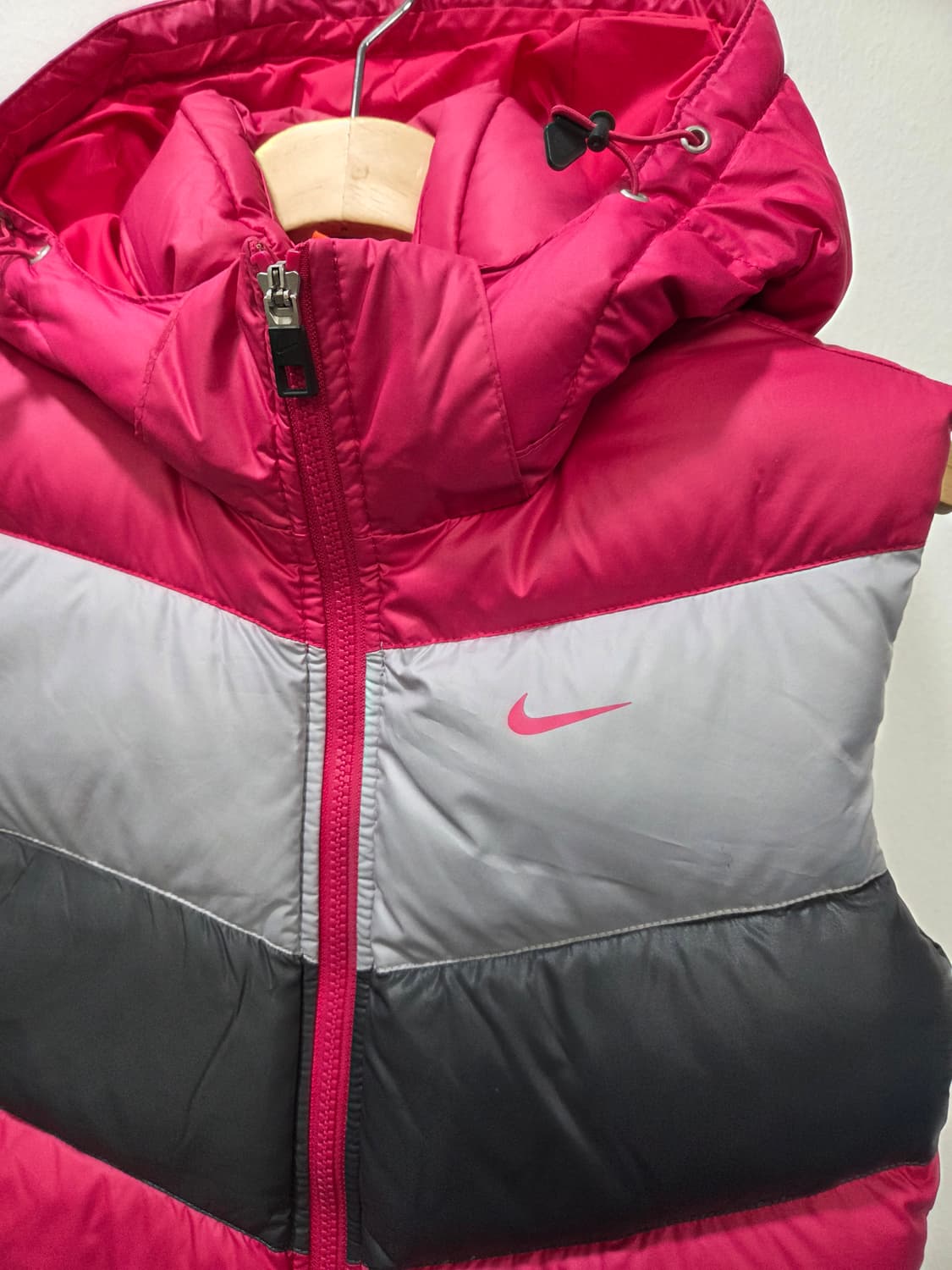 나이키 후드 패딩 조끼 핑크/회색/블랙 Y2K 펑크룩 상품이미지3