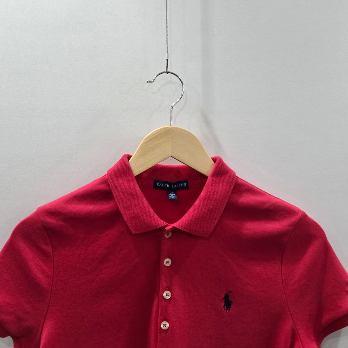 폴로랄프로렌 우먼 코튼 카라 반팔티 핑크 L 상품이미지2