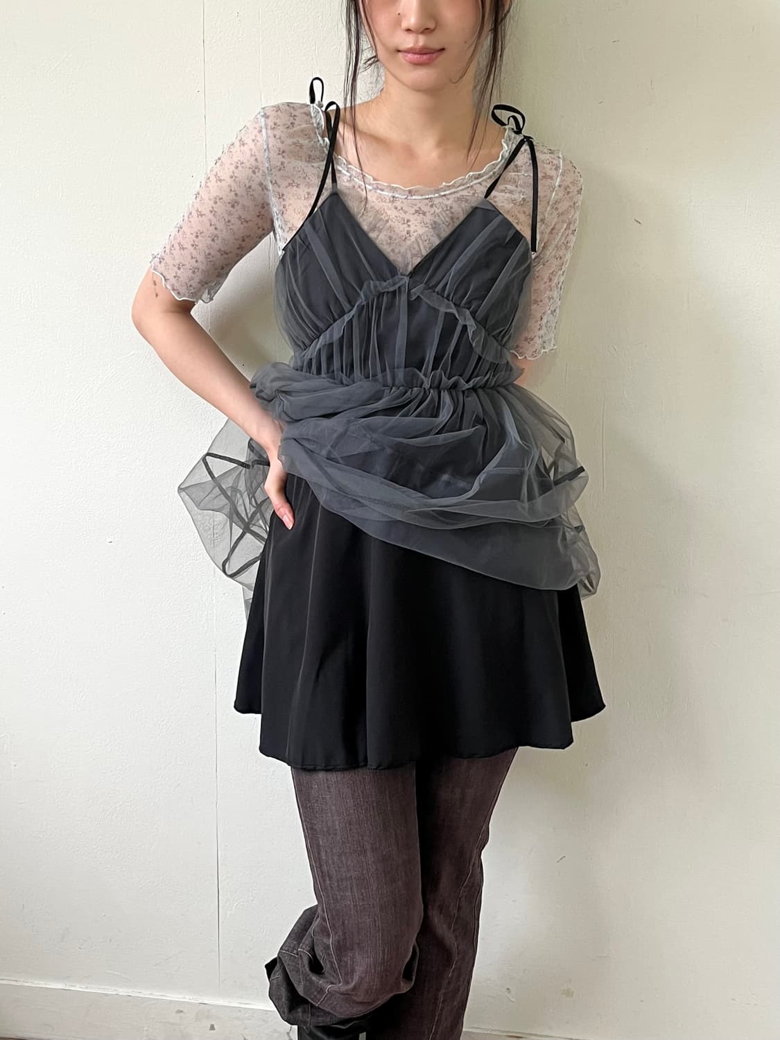 PHILLY 블랙 쉬폰 원피스 상품이미지4