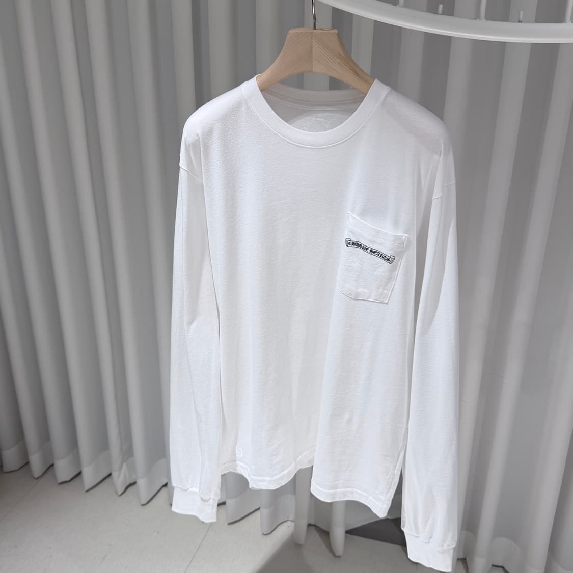 (S+급/XL) / 크롬하츠 USA 아치 백 로고 화이트 포켓 롱슬리브 상품이미지2