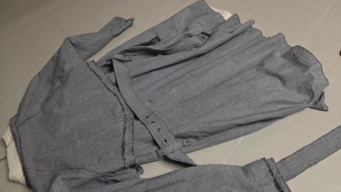 TIME  타임  헤링본 미니 체크 트렌치 코트  상품이미지7