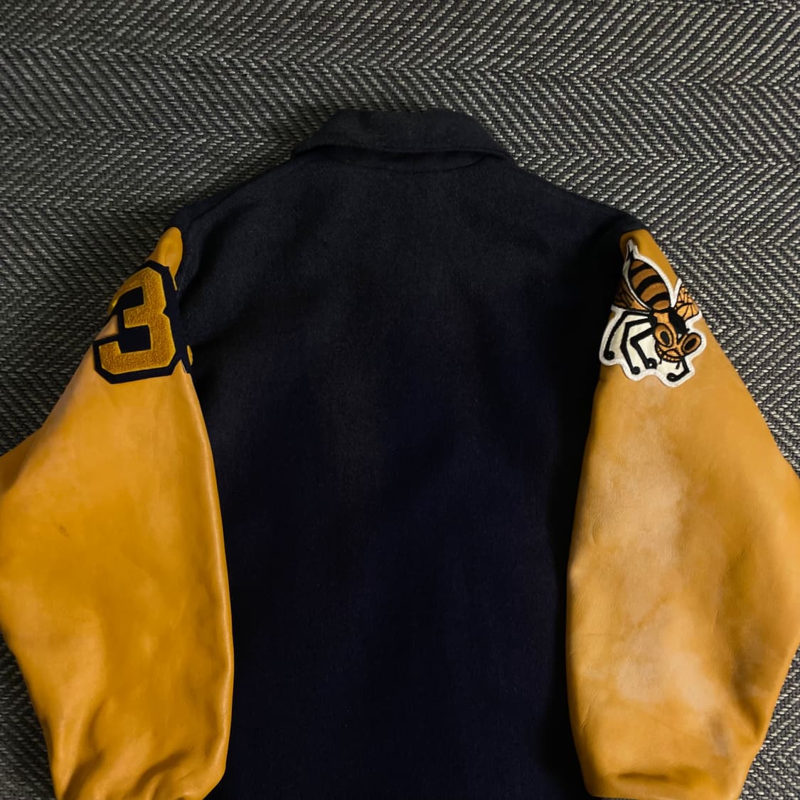 USA 빈티지 박시핏 레더 모직 바시티 자켓o 3222 상품이미지6