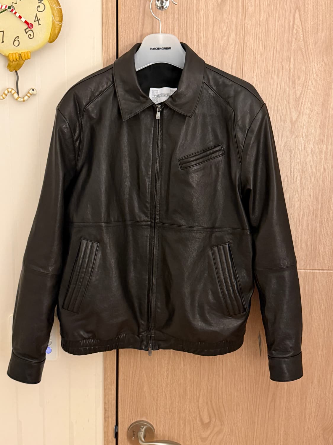 해칭룸 스티치 볼륨 레더 자켓 램스킨 블랙 3 상품이미지1