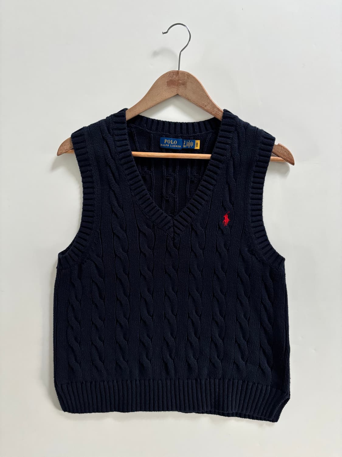 Polo 폴로 랄프로렌 QR신형 우먼라인 네이비 케이블 니트 베스트 상품이미지1