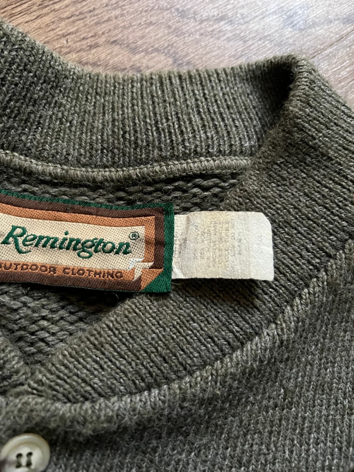 [L]90's Made in USA 건패치 카키 울 니트 상품이미지4