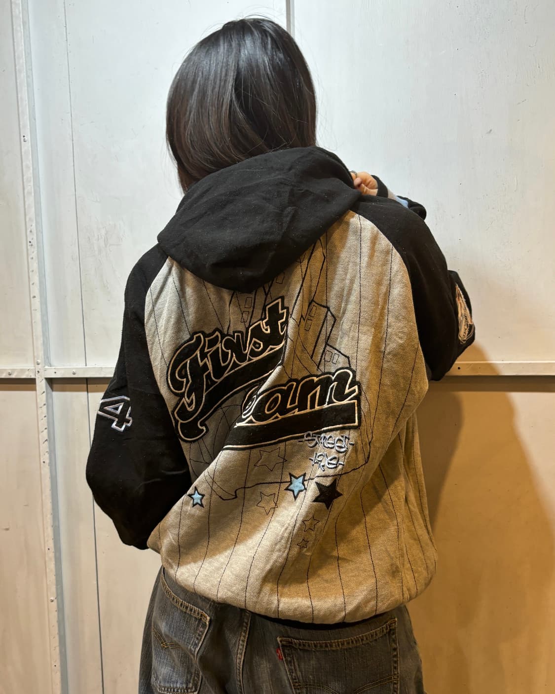 90s Vintage Hooded Varsity Jacke 상품이미지1