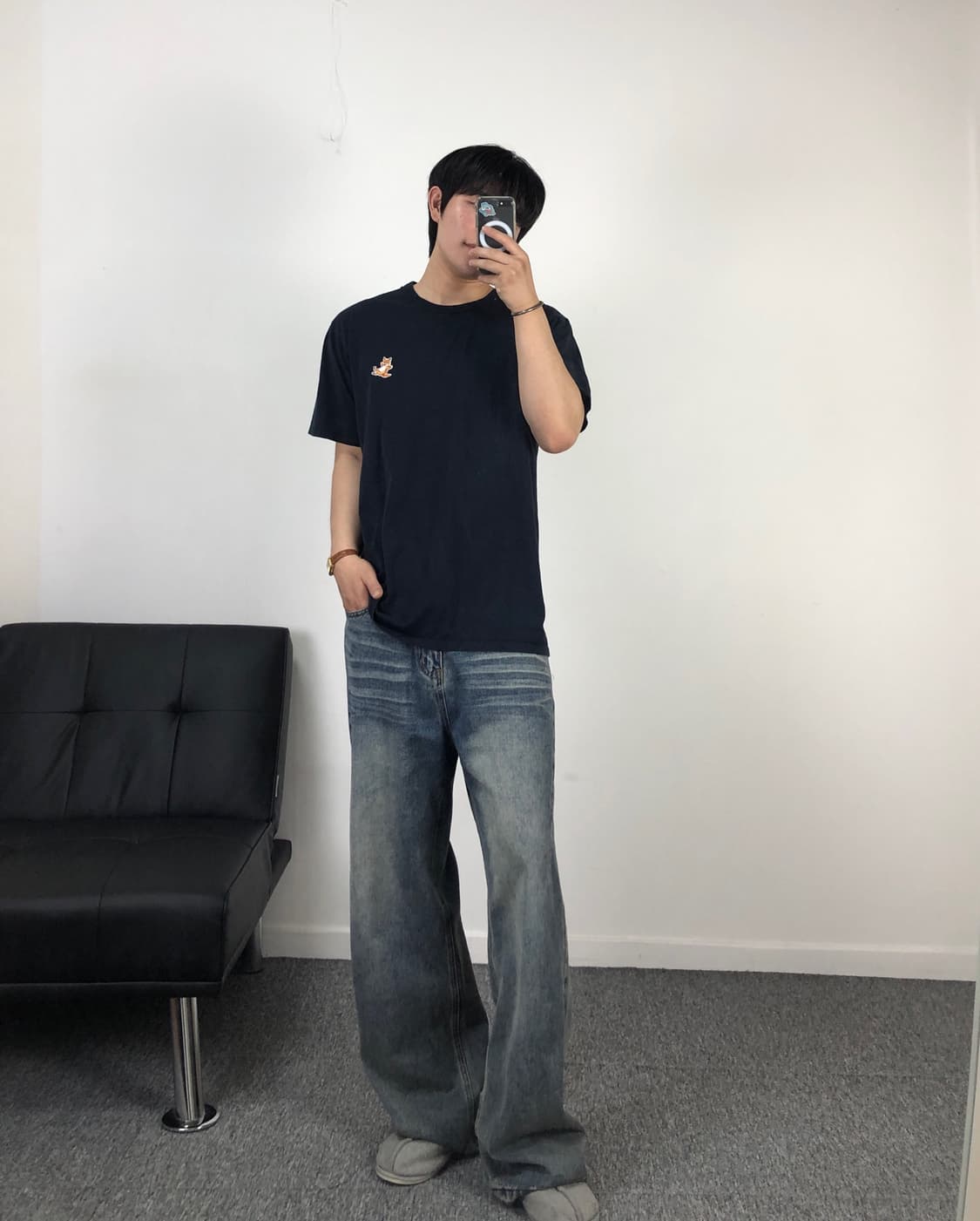 메종키츠네 정품 칠랙스폭스 반팔 네이비 상품이미지1