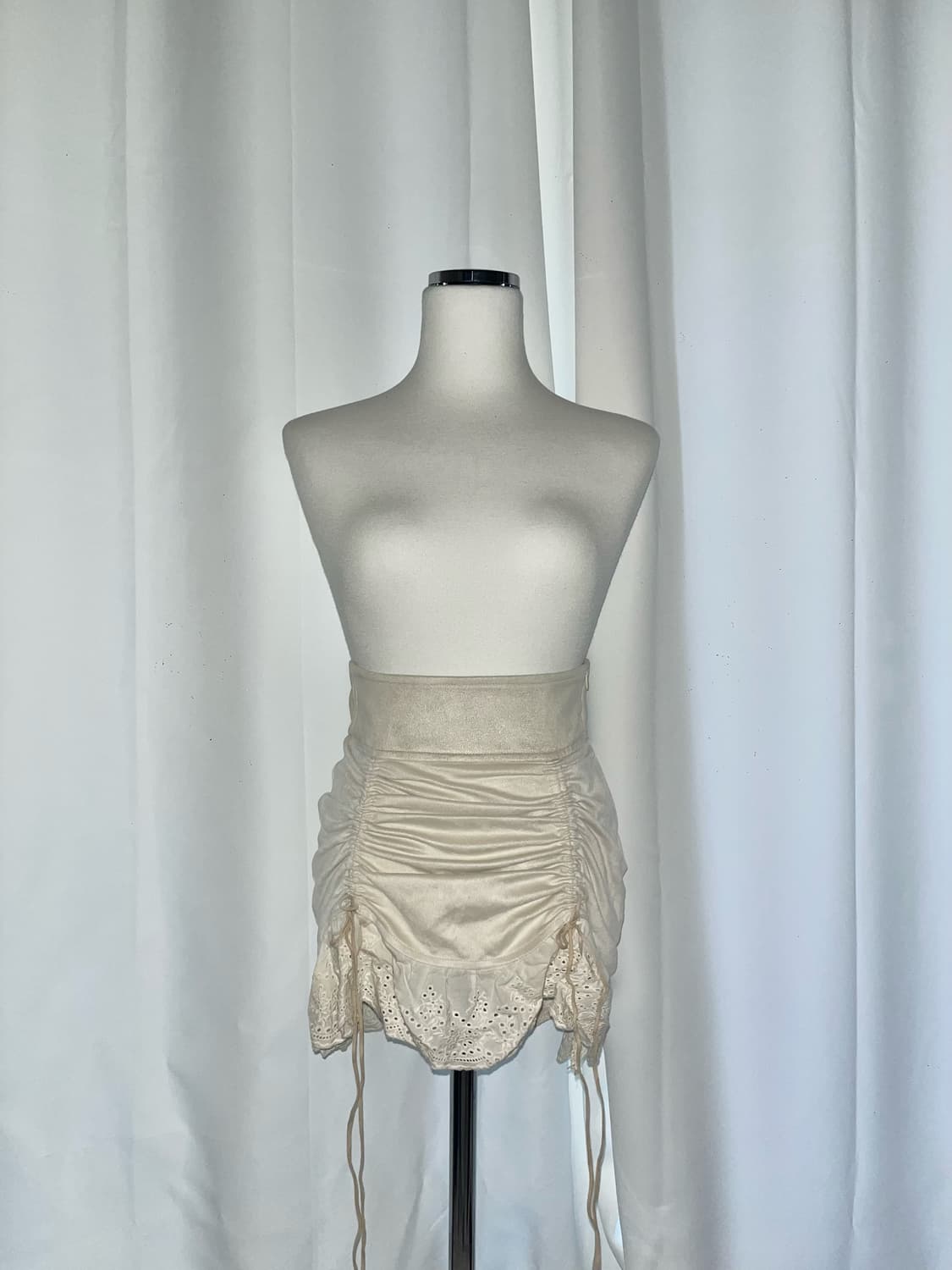 드라이로즈 스웨이드 윙클 레이스 스커트 상품이미지1