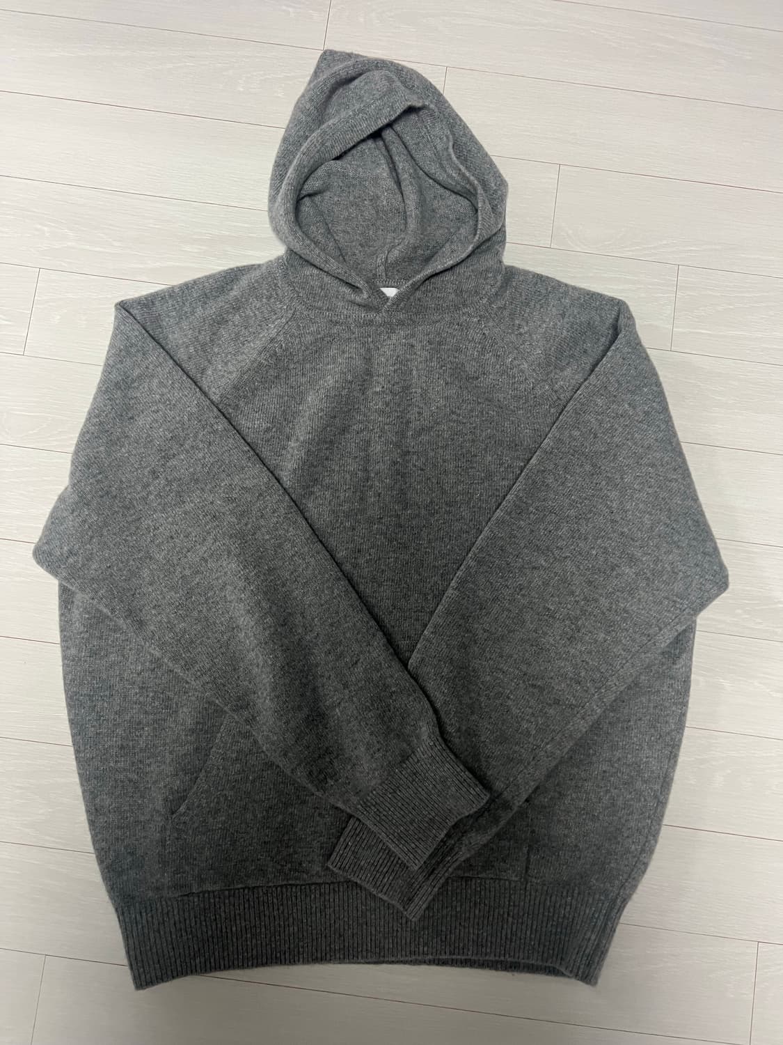 스테디에브리웨어 코지 울 캐시미어 후드 니트 그레이멜란지 3사이즈 상품이미지1