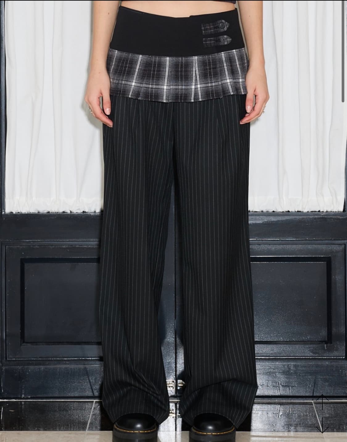 라티젠 L19 CHECK PLEATS WRAP SET(BLACK) 상품이미지1