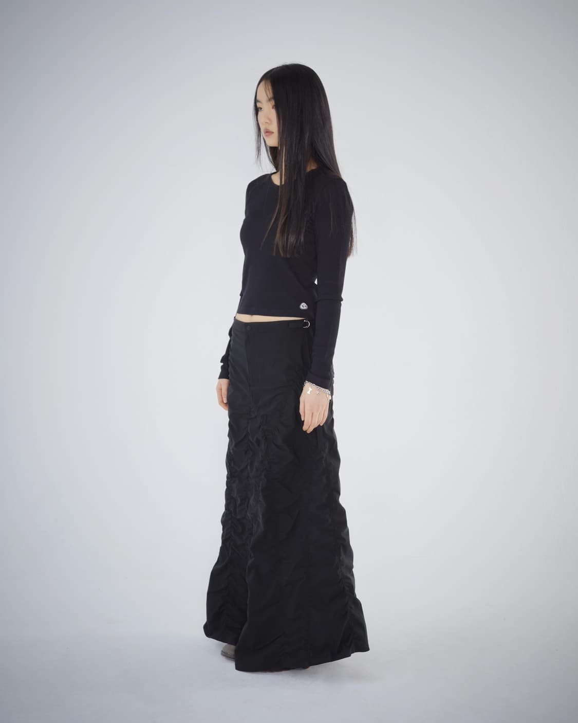 코이세이오 레이스 와플 롱슬리브리스 블랙 상품이미지4