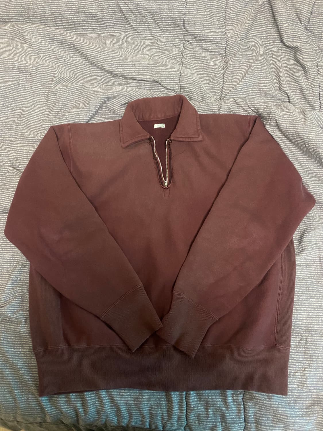 [2] 25aw 아프레쎄 하프 집 스웻 버건디  상품이미지1