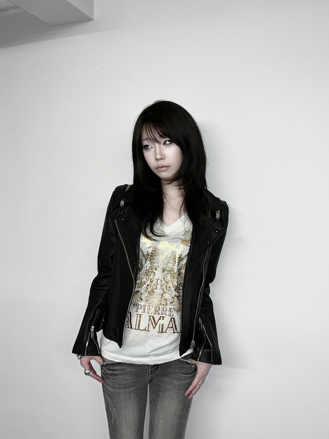 Detachable Sleeve Distressed Leather Jk 상품이미지1