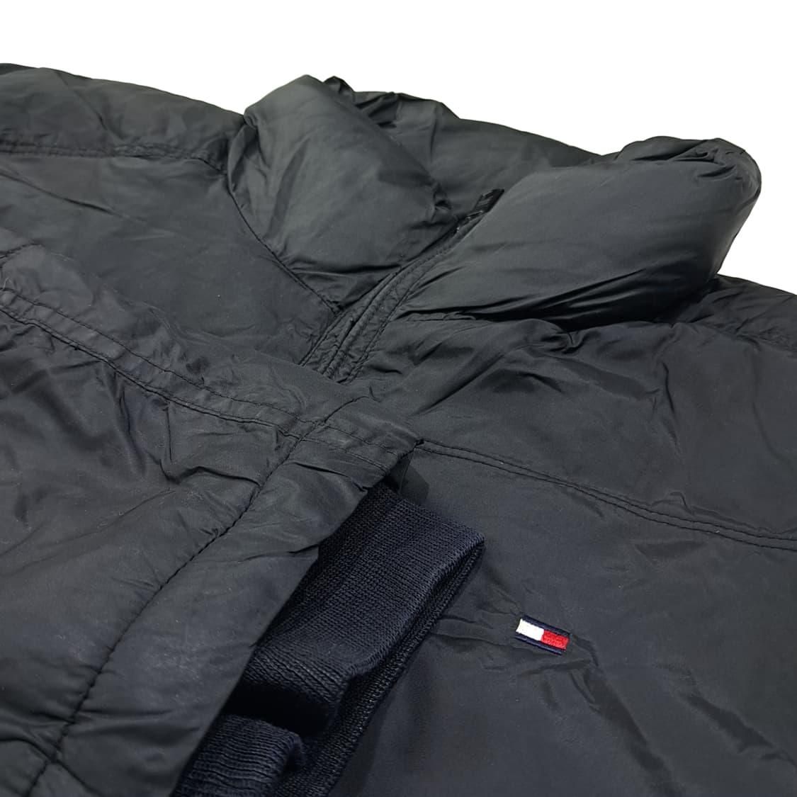 CL399 XL 타미힐피거 90s 나일론 퀼팅 블랙 자켓 아우터 상품이미지3