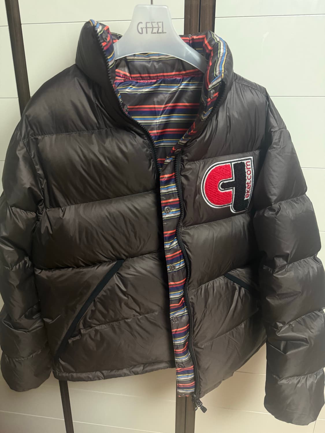 테켓 리버시블 브라운 패딩 s 상품이미지1