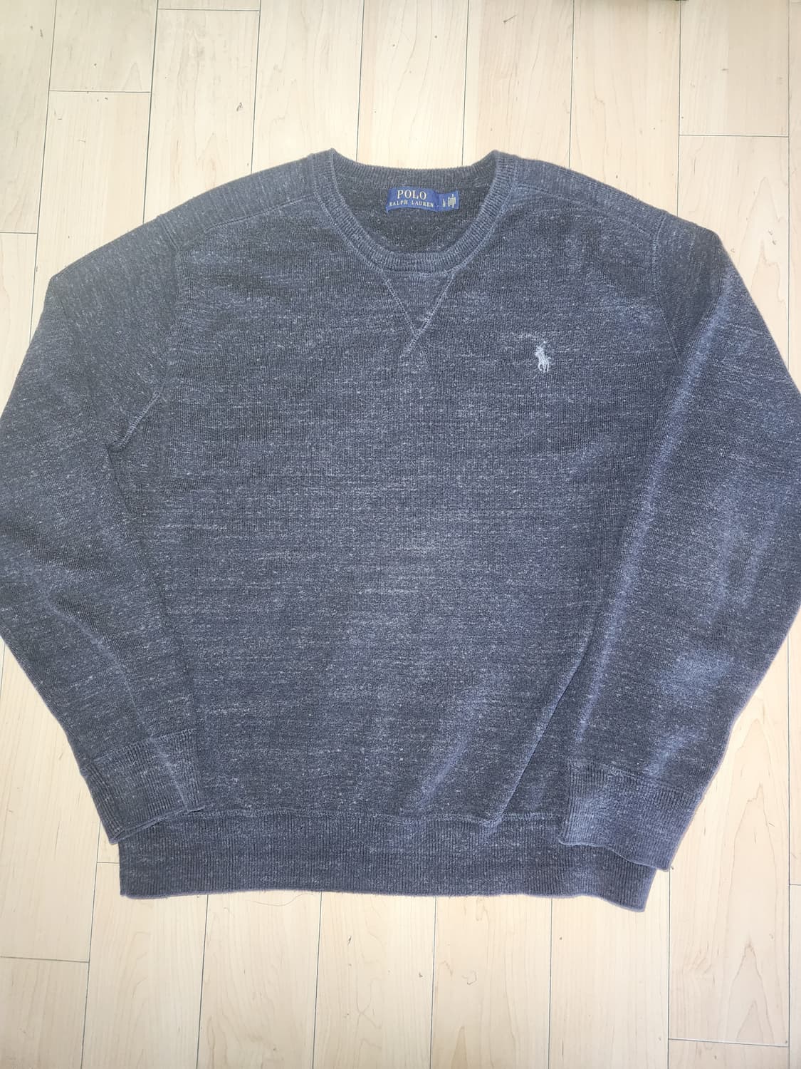 폴로 랄프로렌 코튼 라운드 니트 L 차콜 상품이미지1