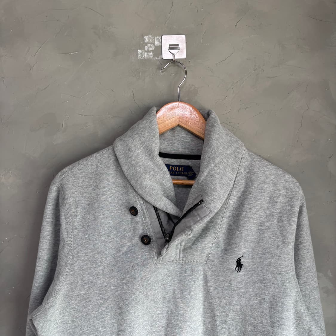 폴로 랄프로렌 숄카라 코튼 반집업 그레이 상품이미지2