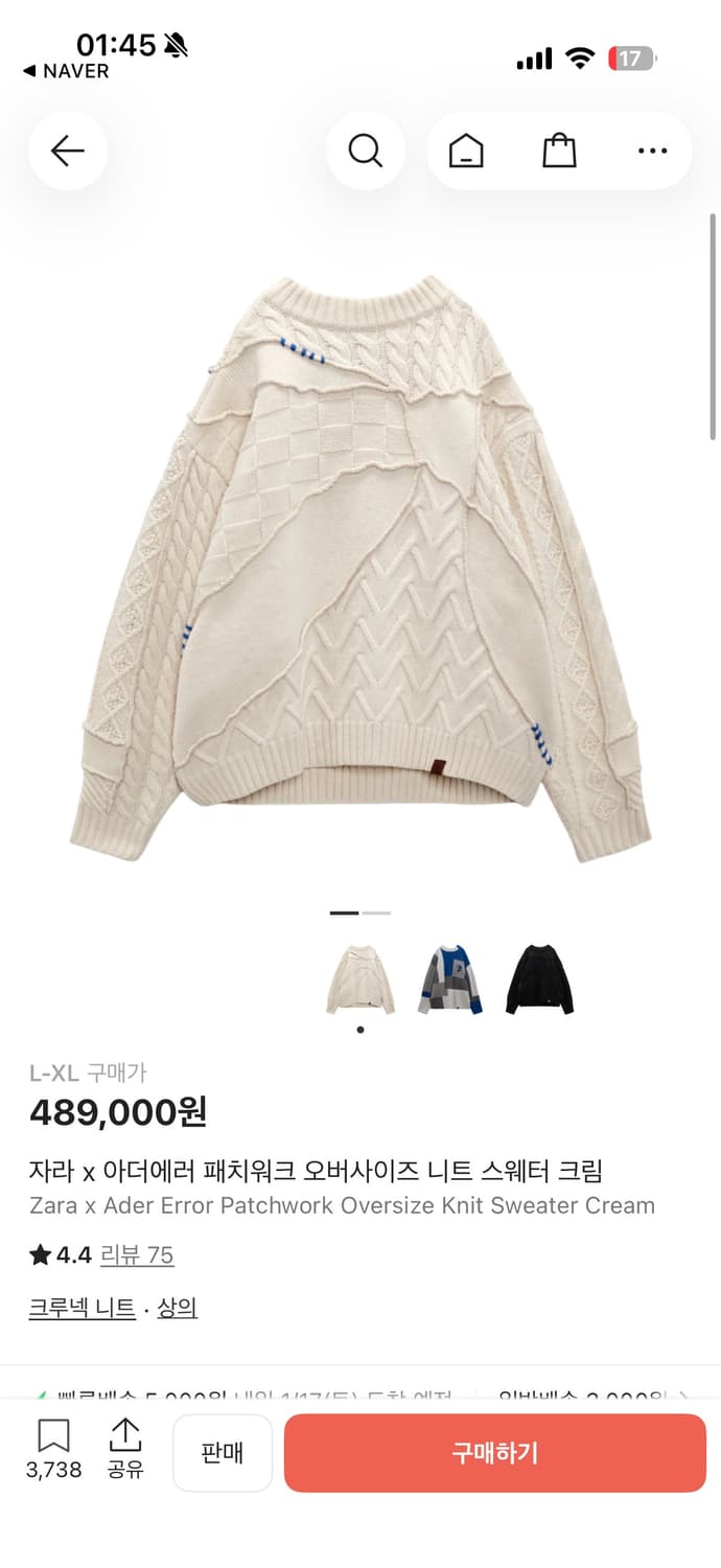 아더에러 자라 니트 L-XL 상품이미지1