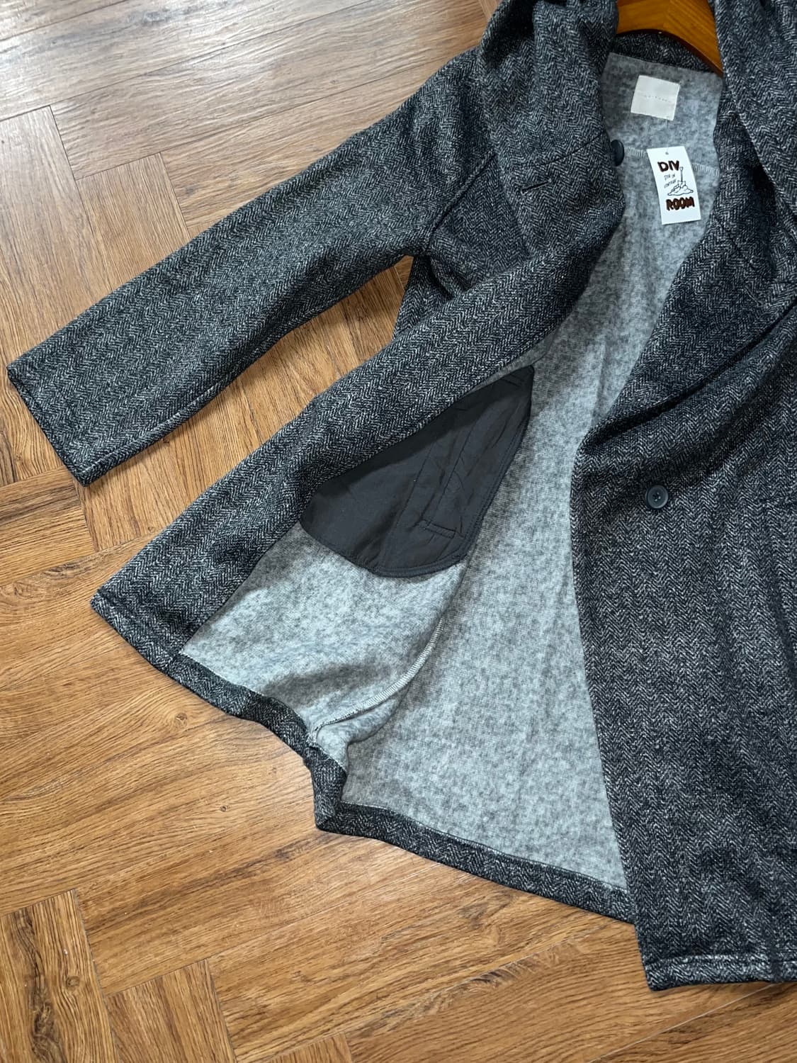 빈티지 헤링본 후드 코트 상품이미지7