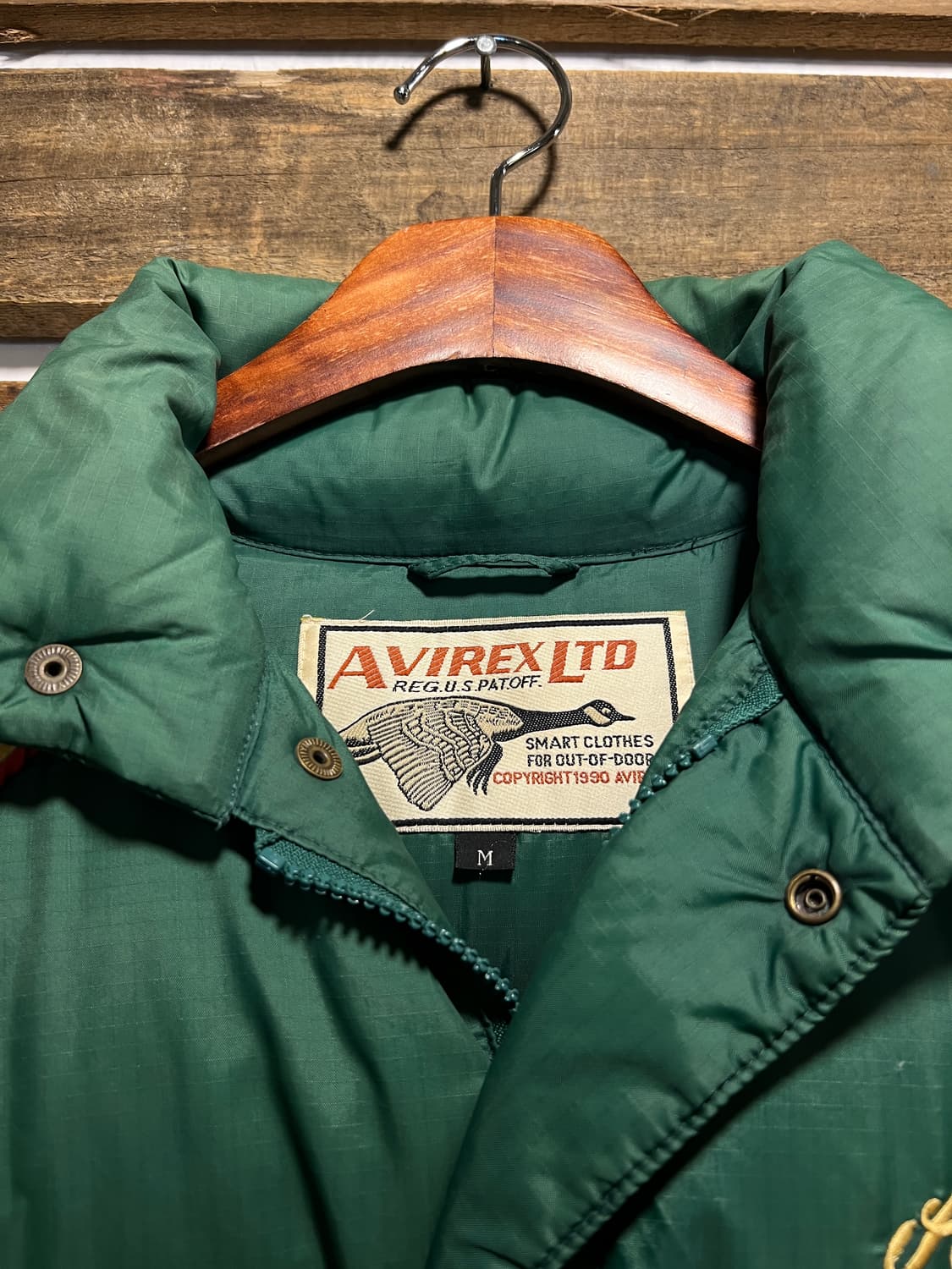 [M]아비렉스 USA NEW MEXICO 인디언 자수 그린 다운 패딩 상품이미지3