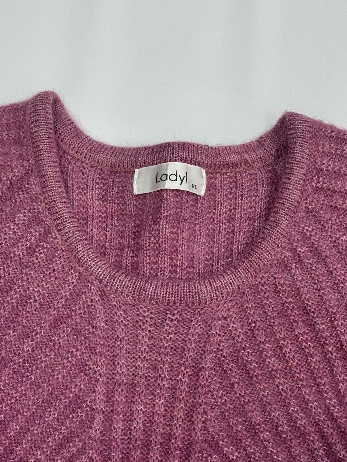 라즈베리 맛 핑크 셔링 골지 앙고라st  히메 갸루 라운드 니트  상품이미지2