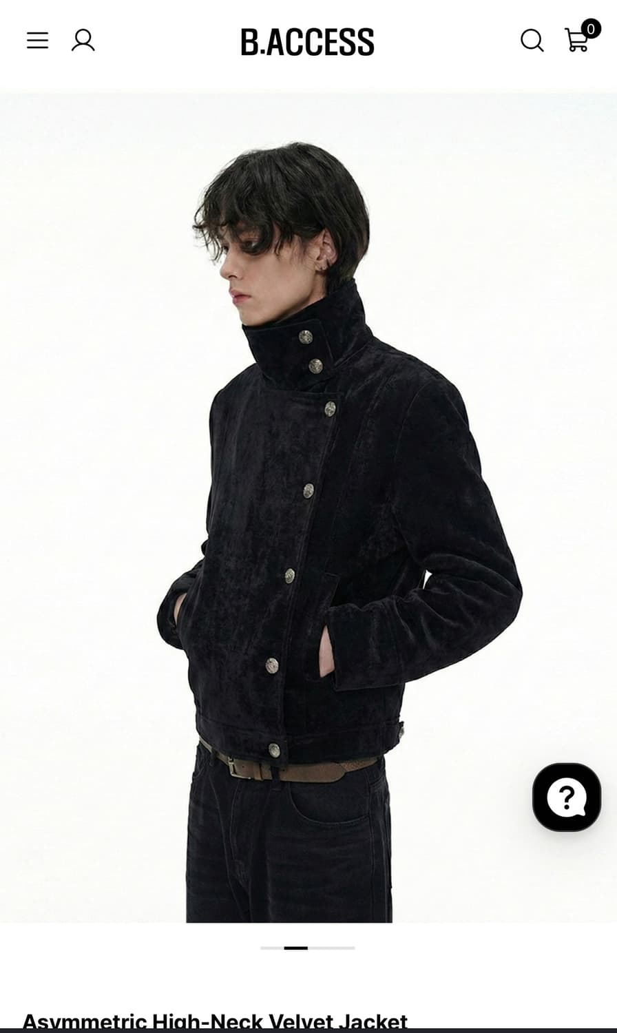 비엑세스 하이넥 벨벳 사선 자켓  상품이미지1