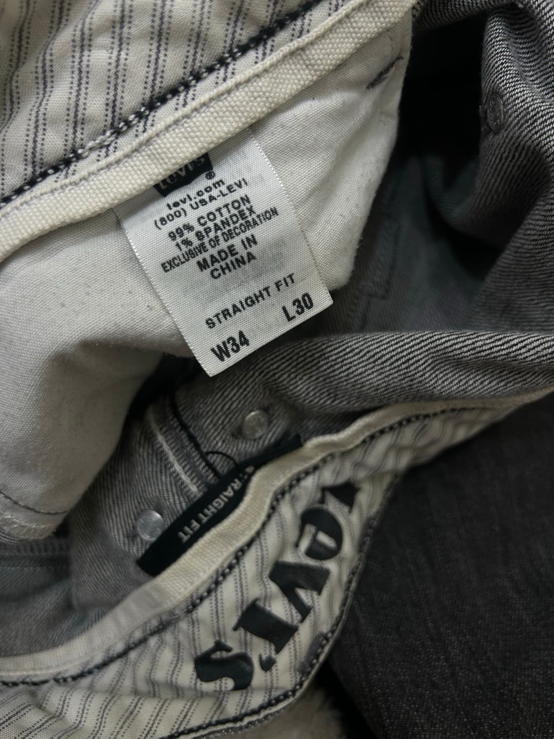 [34]리바이스 스트레이트핏 흑청 데님 팬츠 상품이미지5