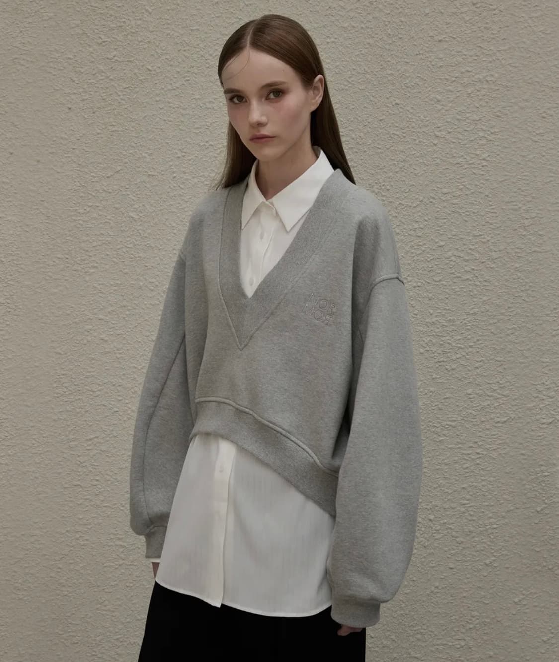 노머 브이넥 스웻셔츠 그레이 상품이미지1