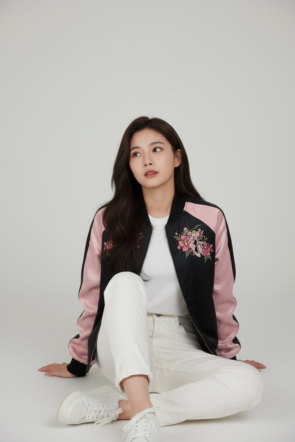 CHARMS 새틴 핑크 자수 봄버 자켓 95~100 상품이미지1