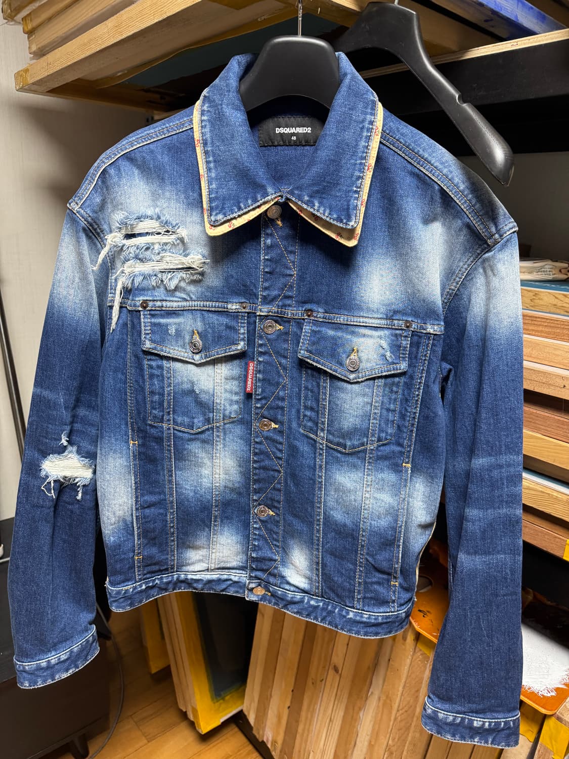 디스퀘어드 데님 플라워 자켓 48 거의새것 상품이미지1