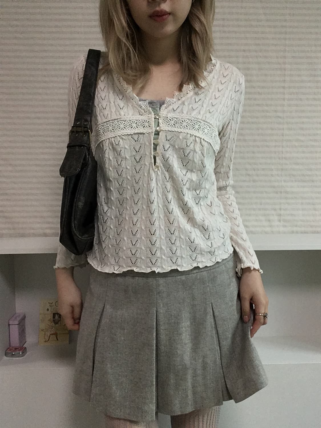 jpn vintage ivory crochet laced cardigan 상품이미지7