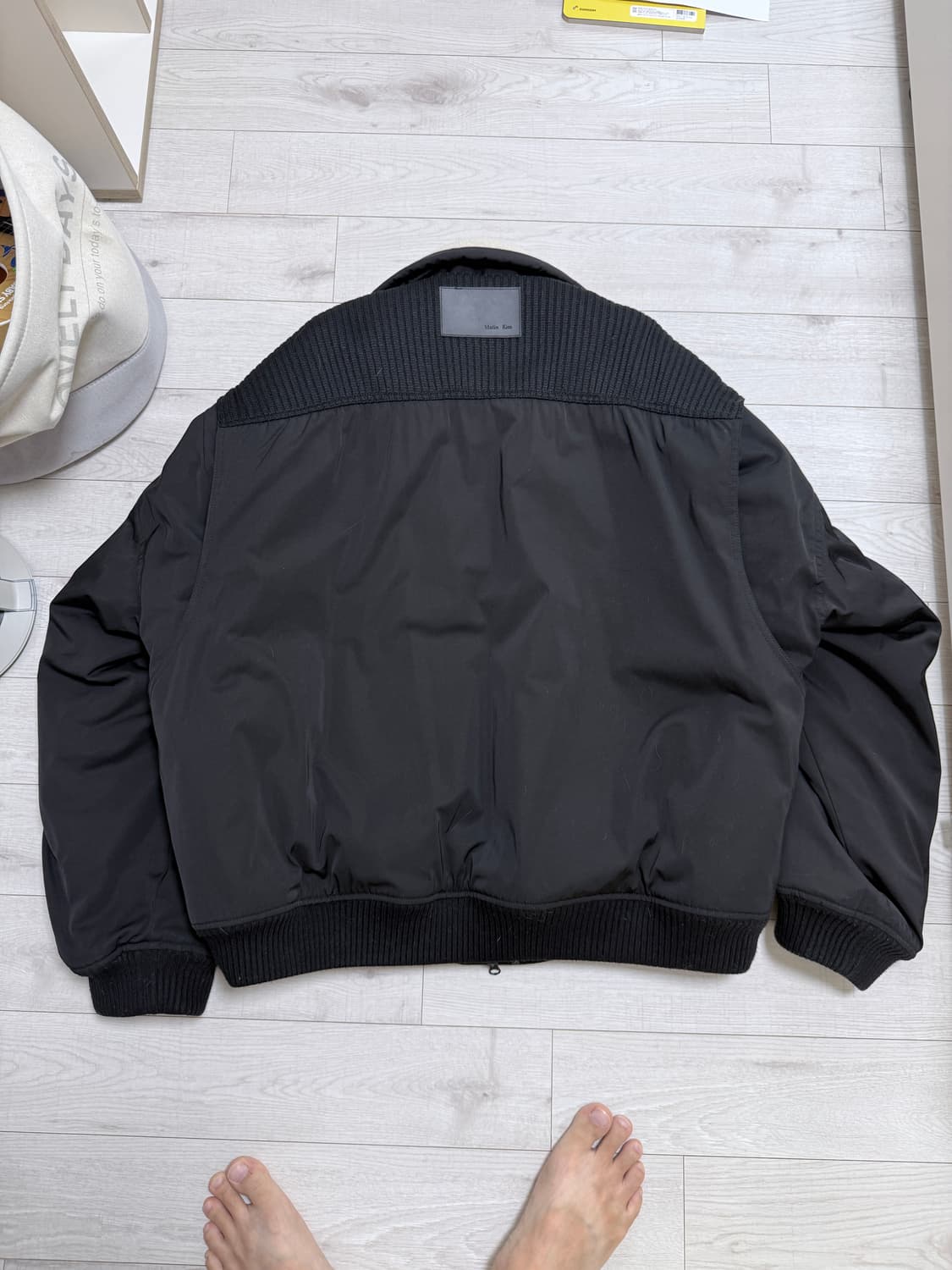 마뗑킴 KNIT MIXED FLIGHT JUMPER IN BLACK L 상품이미지4