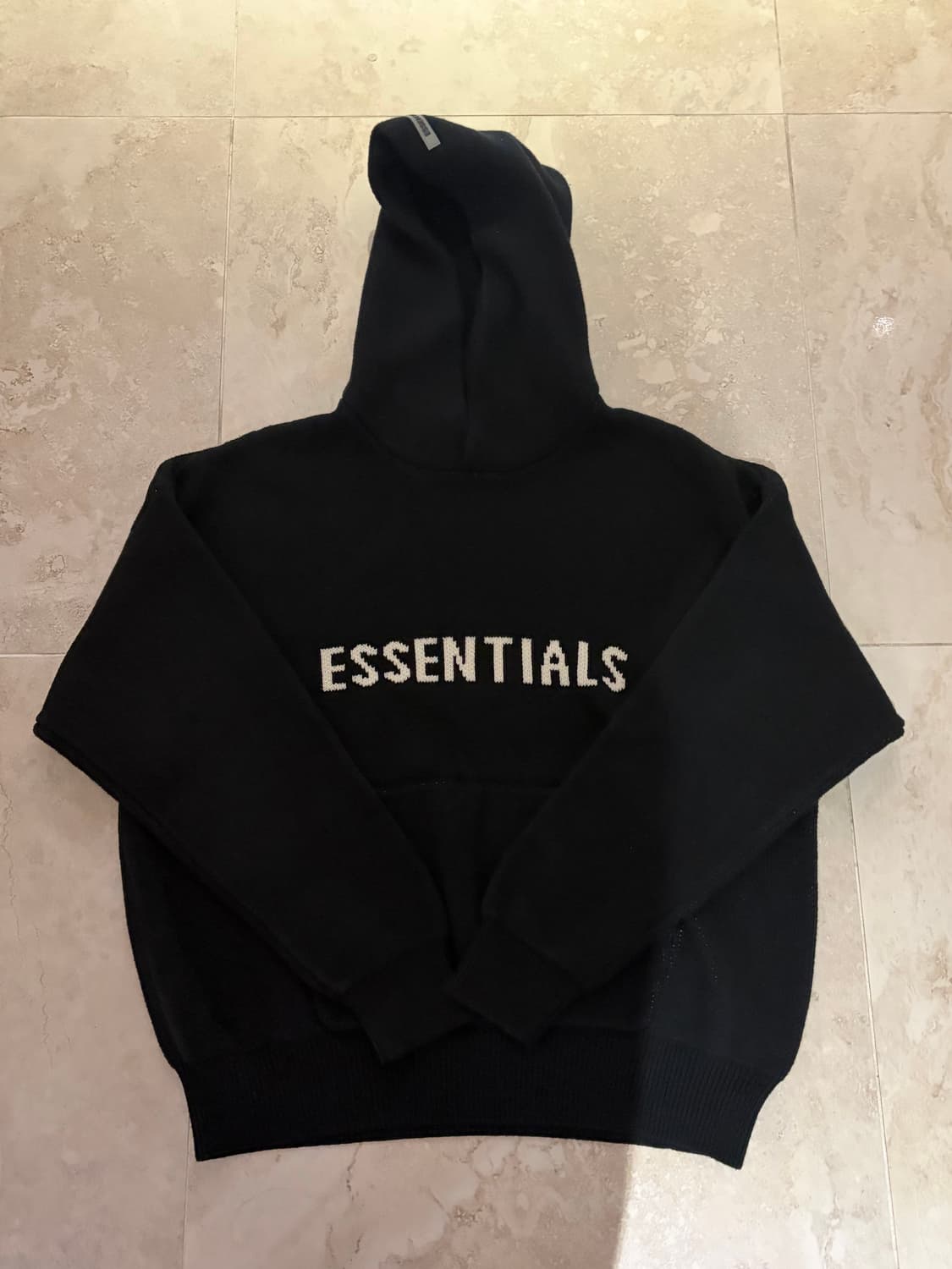 [M]에센셜 니트 후드 블랙 상품이미지1