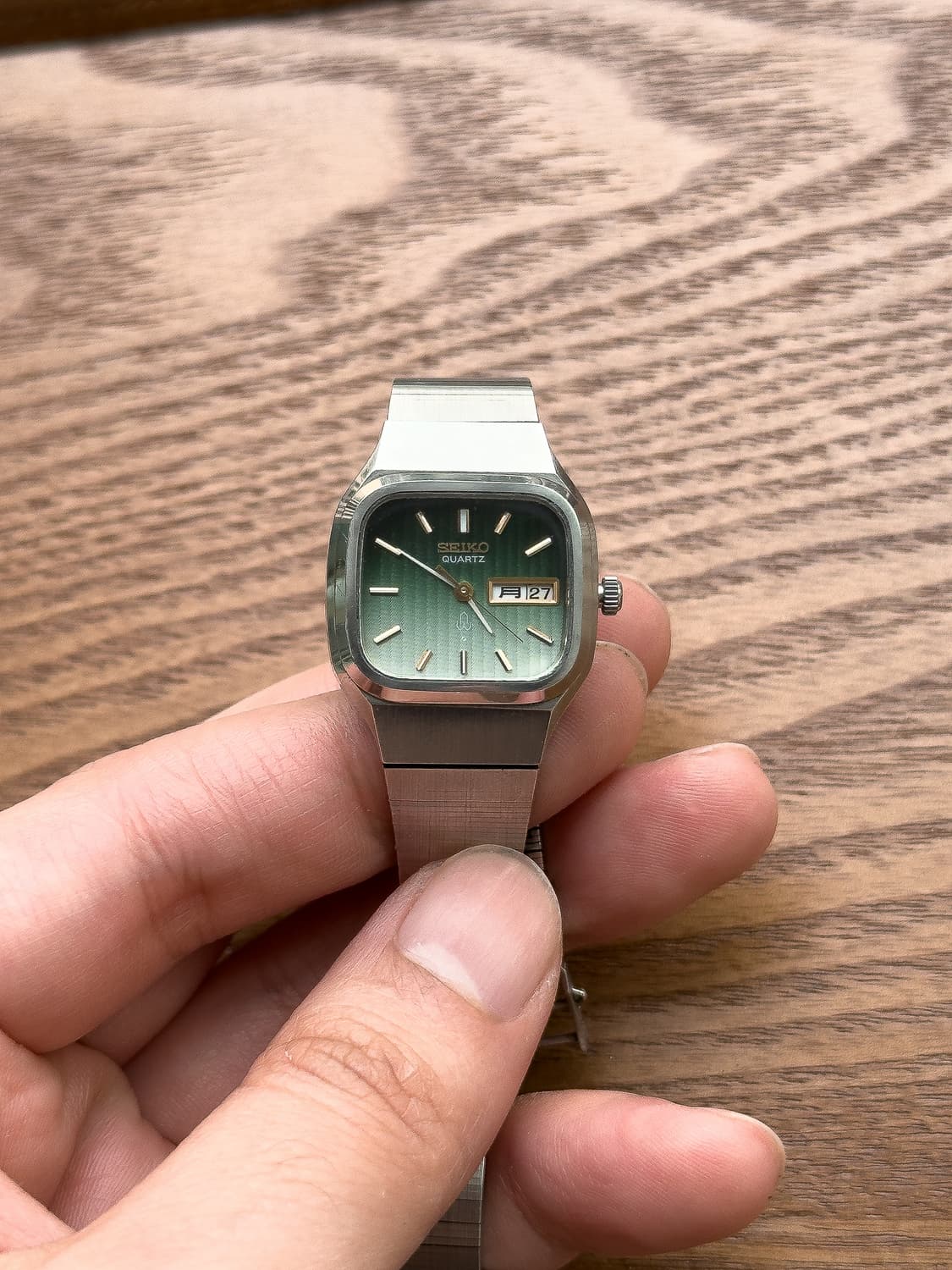 [희귀] 세이코 7903 그린 그라데이션 - 텍스처 브레이슬릿 빈티지 쿼 상품이미지2