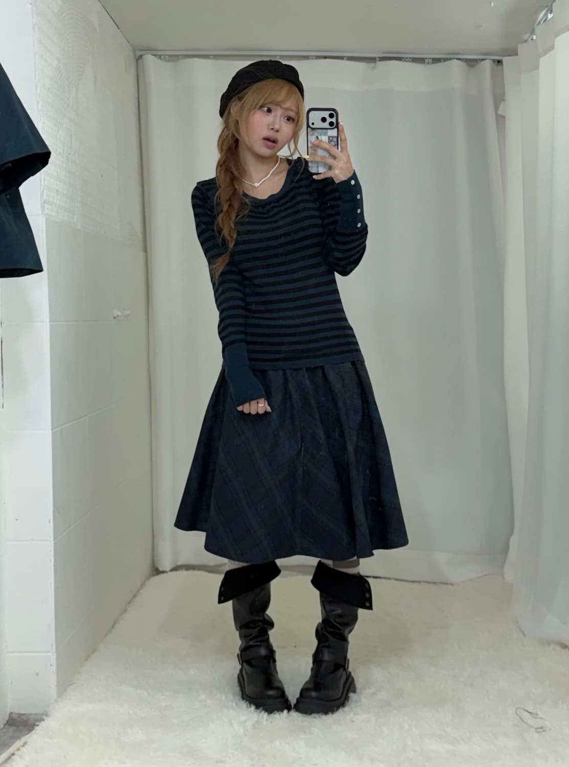 청록 하구미 니혼진 더블버튼 트렌치 코트 코디세트 상품이미지3