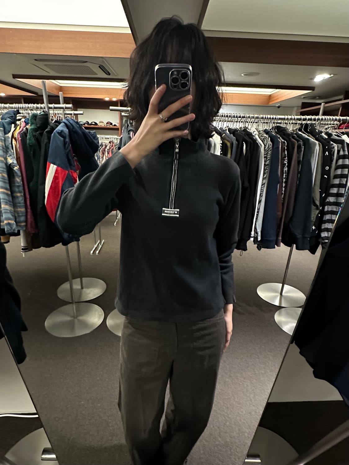 M)맥그리거 빈티지 블랙 하프집업 스웻셔츠 상품이미지1