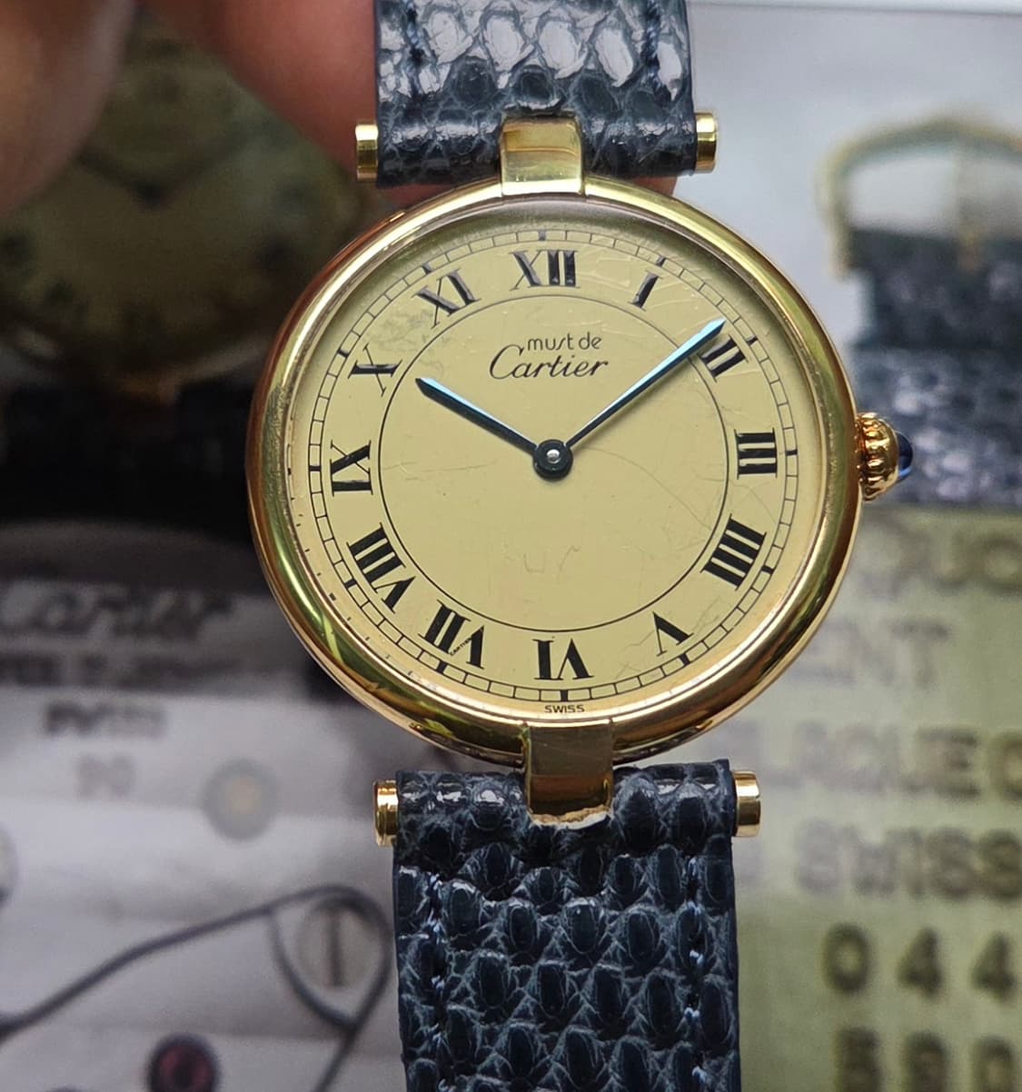 빈티지 까르띠에 머스트드 방돔 오리지널 스파이더 다이얼 남성용 (감정서  상품이미지1
