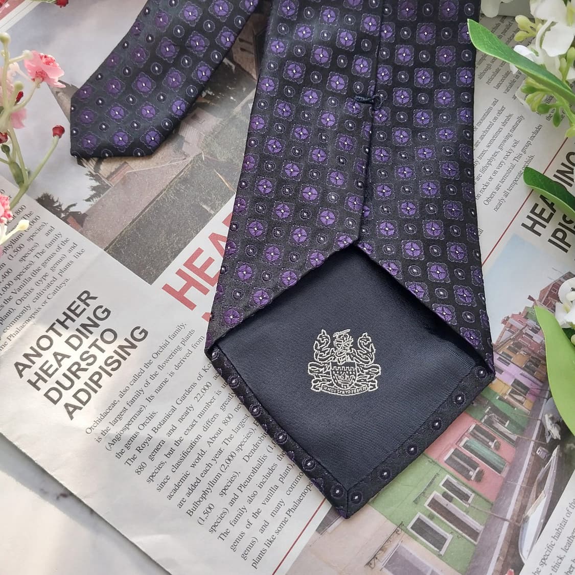 아쿠아스큐텀 실크 퍼플&블랙 그라데이션 넥타이 9cm A+등급 K1512 상품이미지8