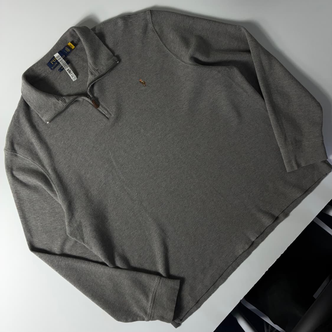 Polo  폴로 랄프로렌 신형 자수 코튼 그레이 반집업 니트  상품이미지2