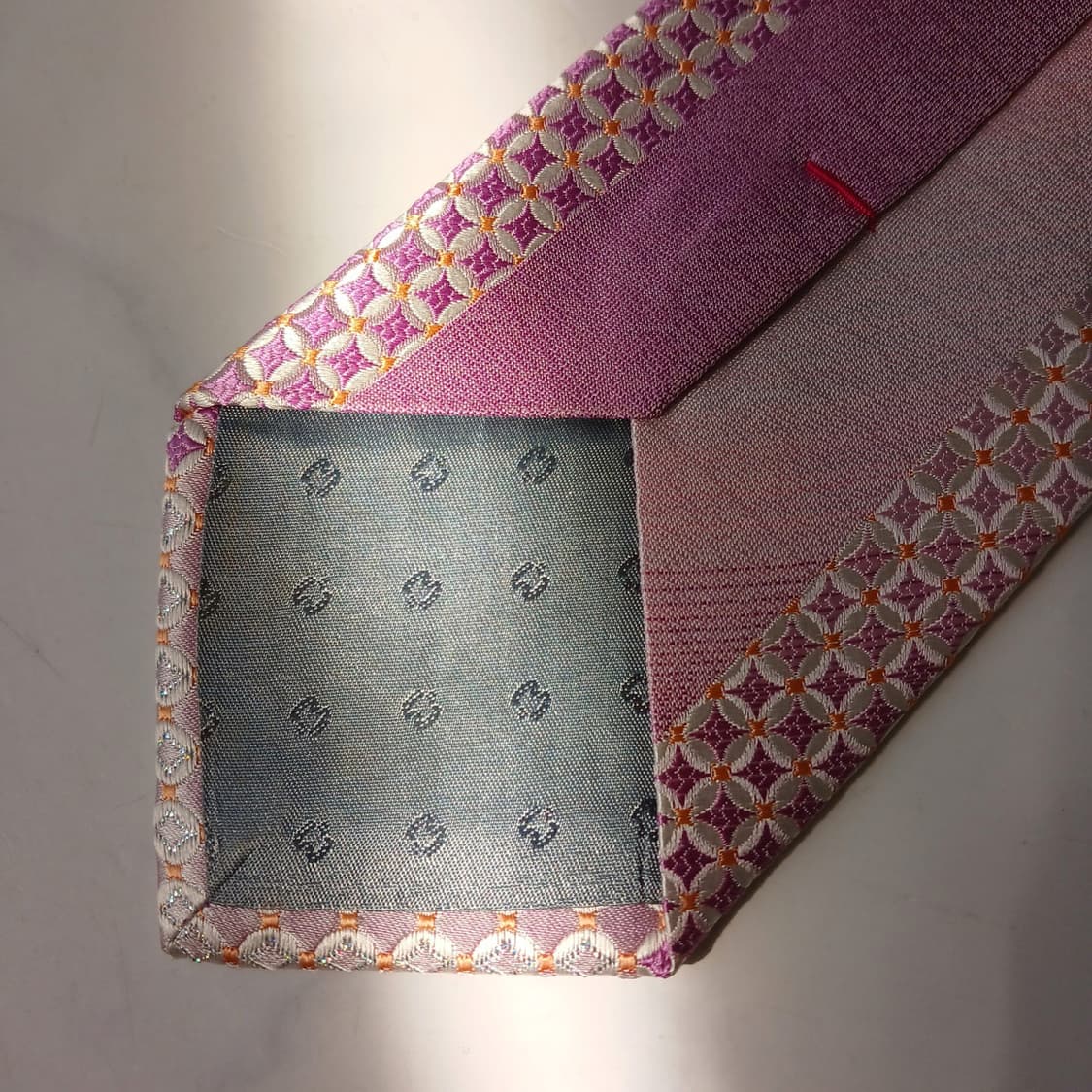 밀라숀 실크 핑크 패턴 넥타이 9cm A+등급 e807 상품이미지8