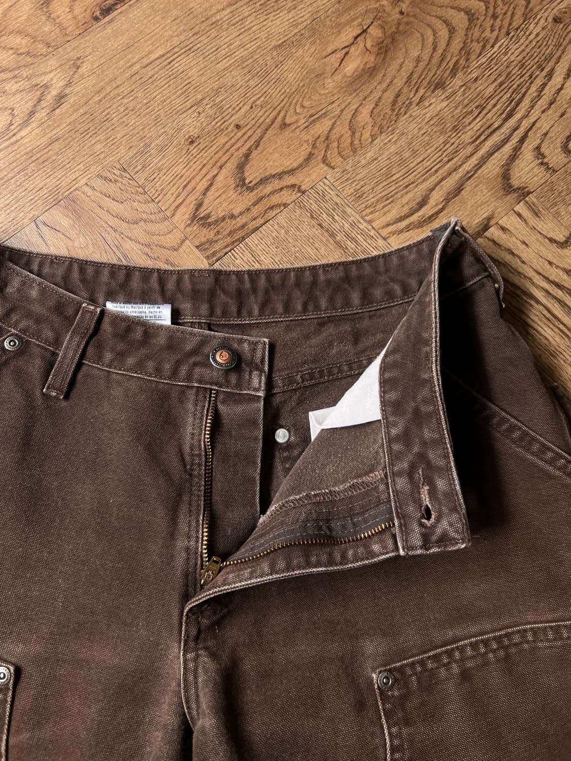 [28]칼하트 USA 빈티지 페이딩 다크브라운 더블니 워크 팬츠 상품이미지3